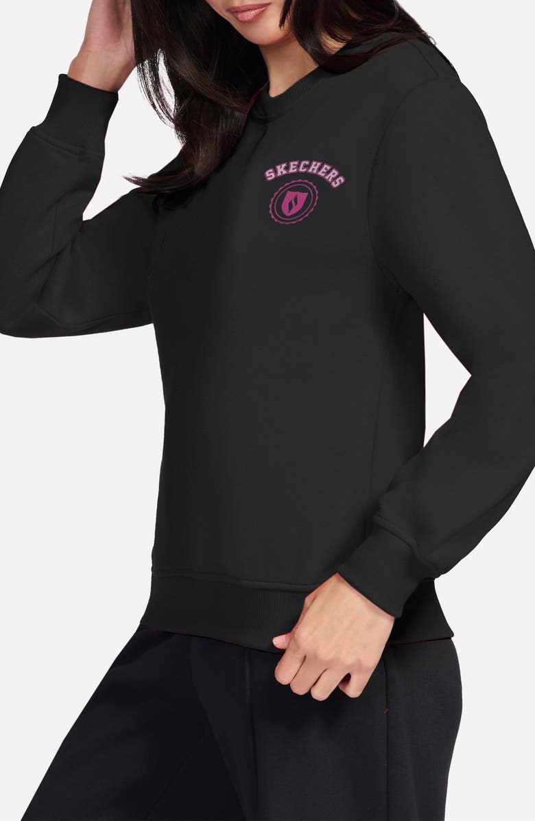 SKECHERS Collegiate Crest Crewneck Sweatshirt, Alternate, color, Black