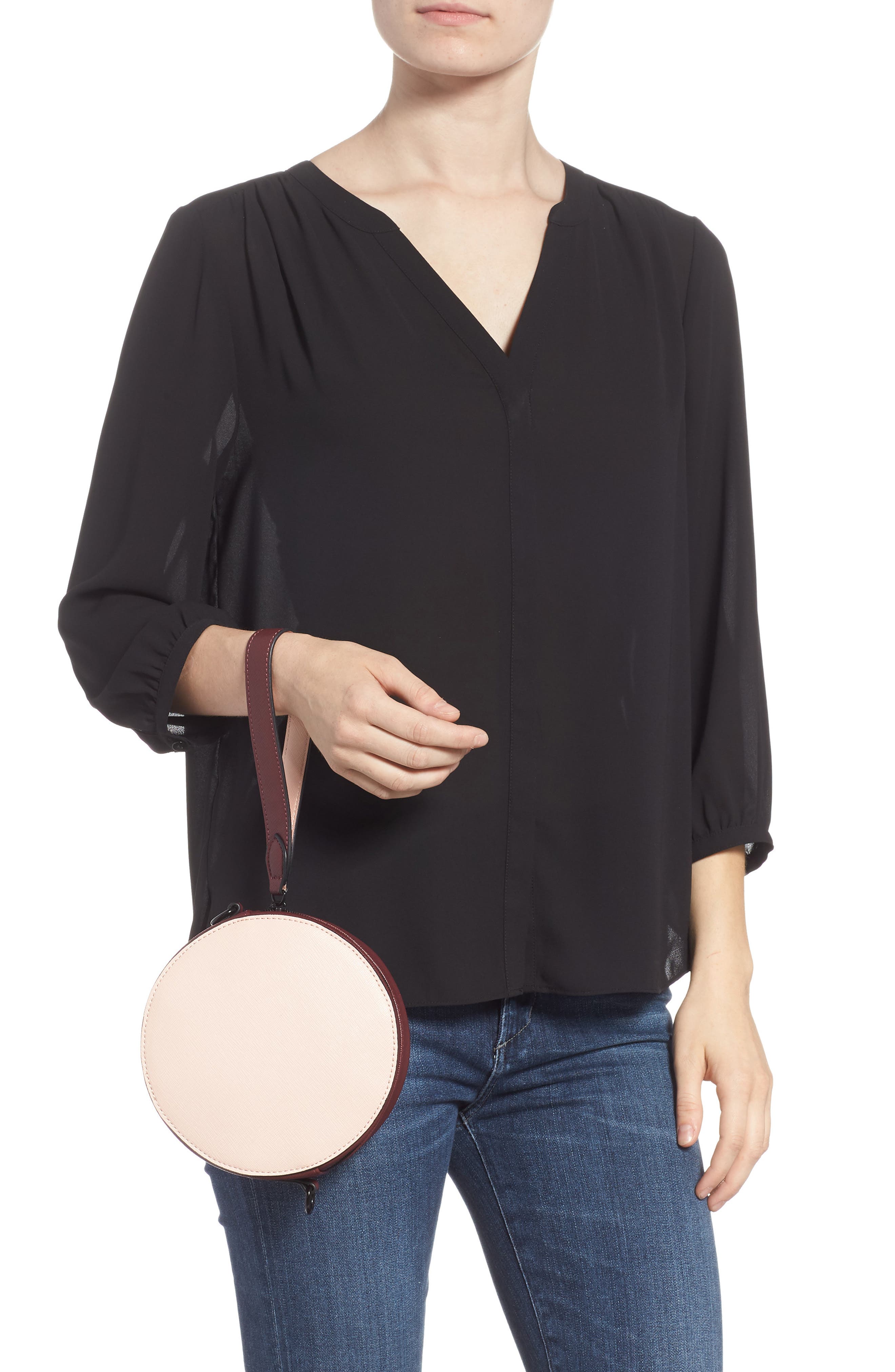 T-Shirt & Jeans Faux Leather Colorblock Canteen Crossbody Bag, Alternate, color, 