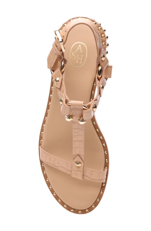 Ash Crocodile Print Sandal With Studs In Sand