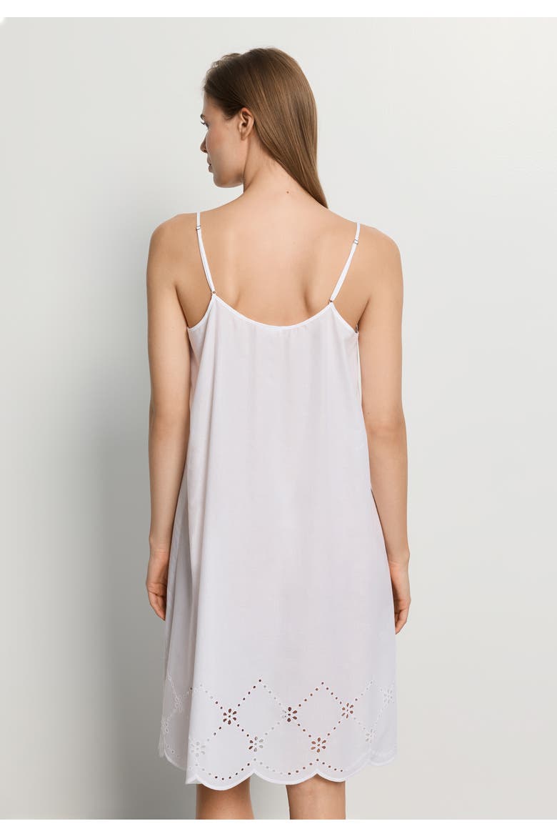 Lumi Scalloped Cotton Chemise, Alternate, color, White