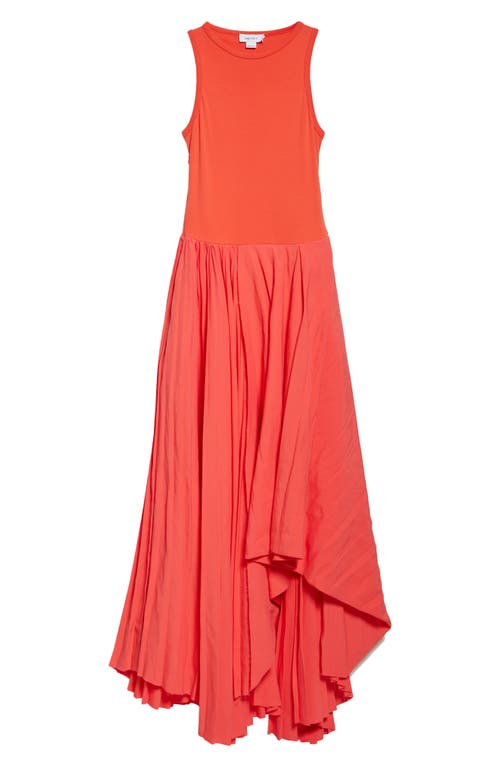 Alexander Mcqueen Sleeveless Pleated Skirt Maxi Dress In Coral