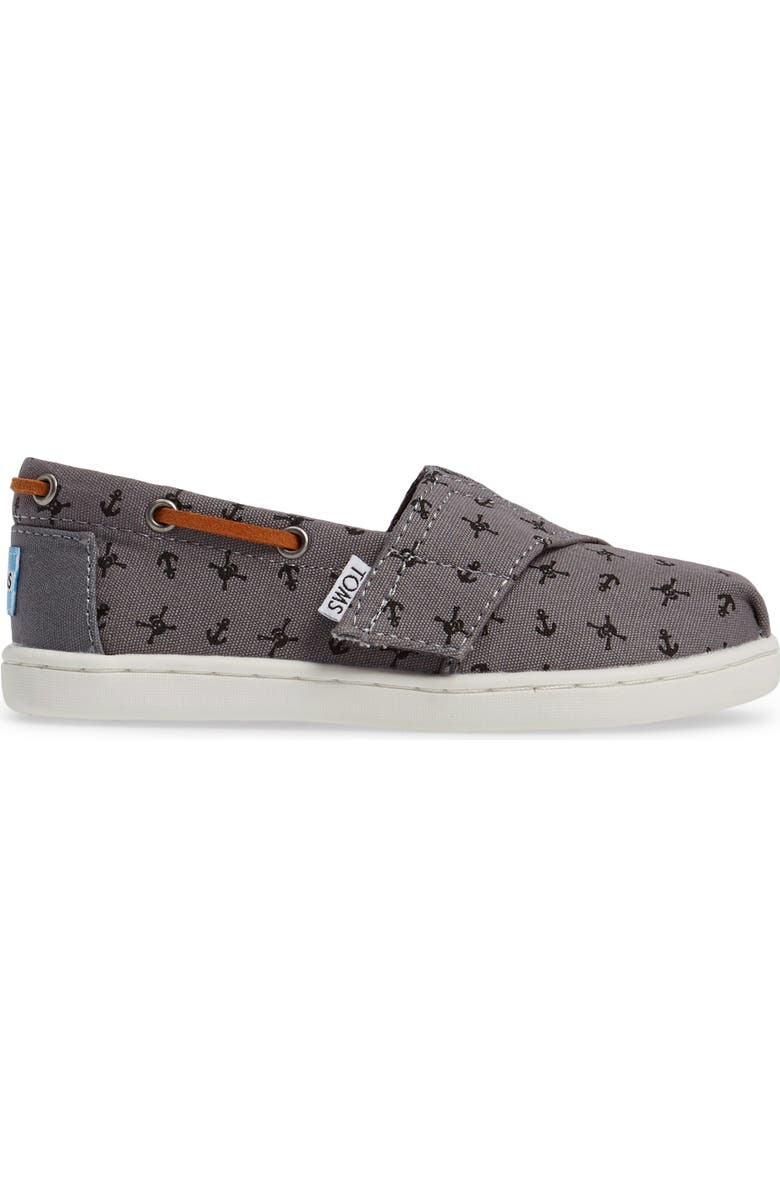 TOMS Bimini Print Slip-On, Alternate, color, Steel Grey Skulls Canvas