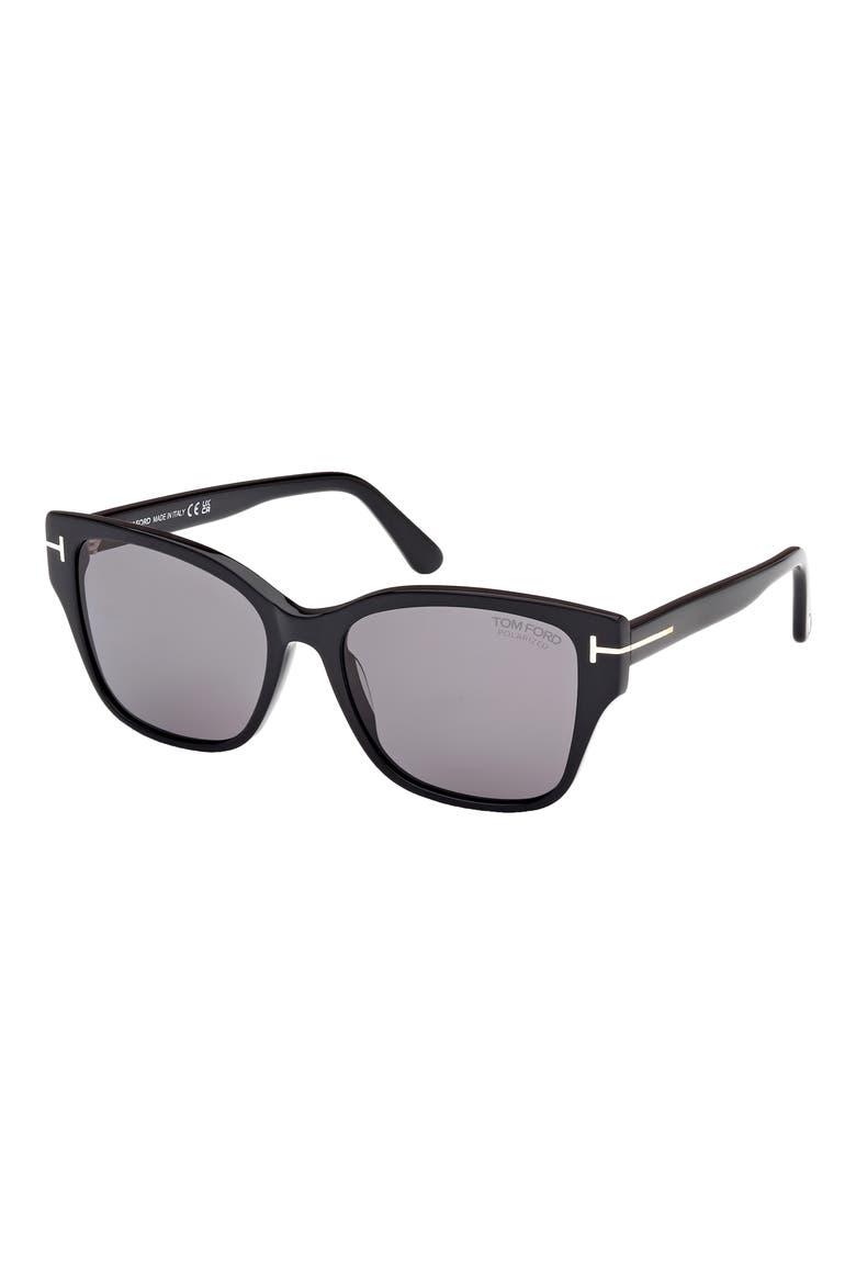 Elsa 55mm Polarized Butterfly Sunglasses, Alternate, color, SBLK/SMKPZ