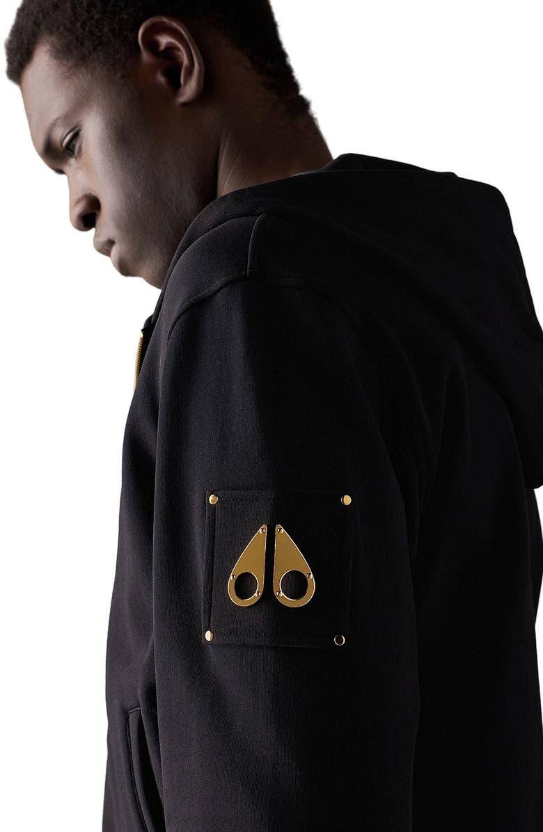 Moose Knuckles Hartsfield Cotton Zip Hoodie, Alternate, color, Black