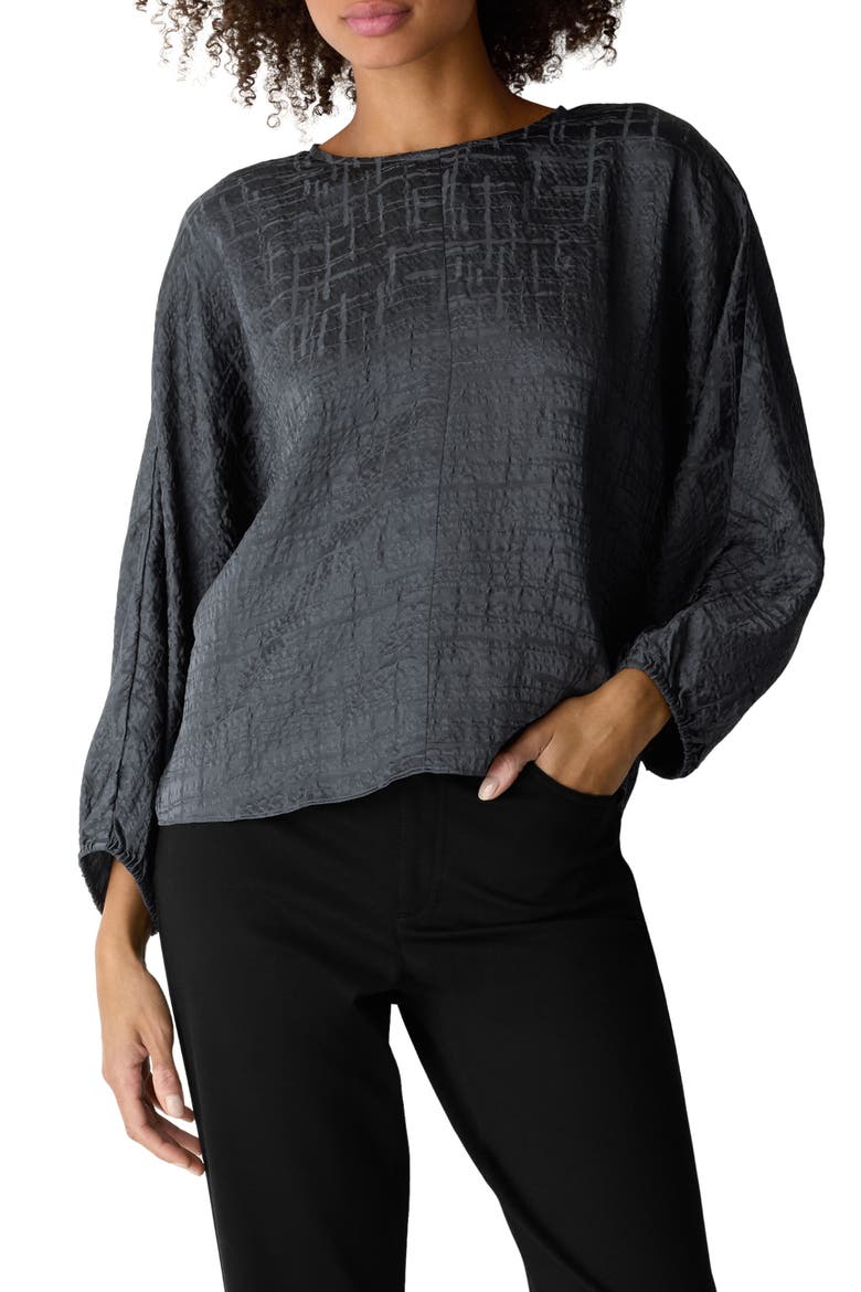 Silk Round Neck Dolman Sleeve Top, Main, color, GRAPHITE