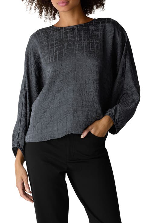 Silk Round Neck Dolman Sleeve Top