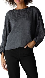 Eileen Fisher Silk Round Neck Dolman Sleeve Top