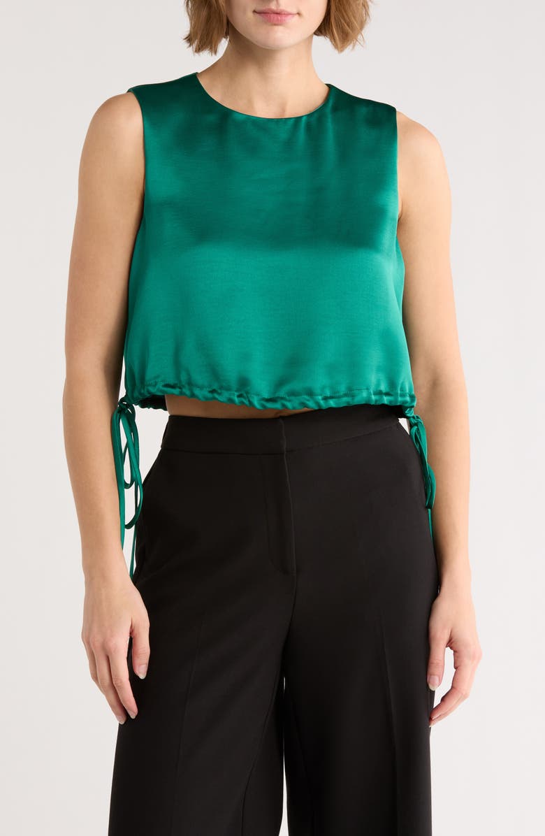 Lucy Paris Thora Side Tie Sleeveless Crop Top, Main, color, Emerald