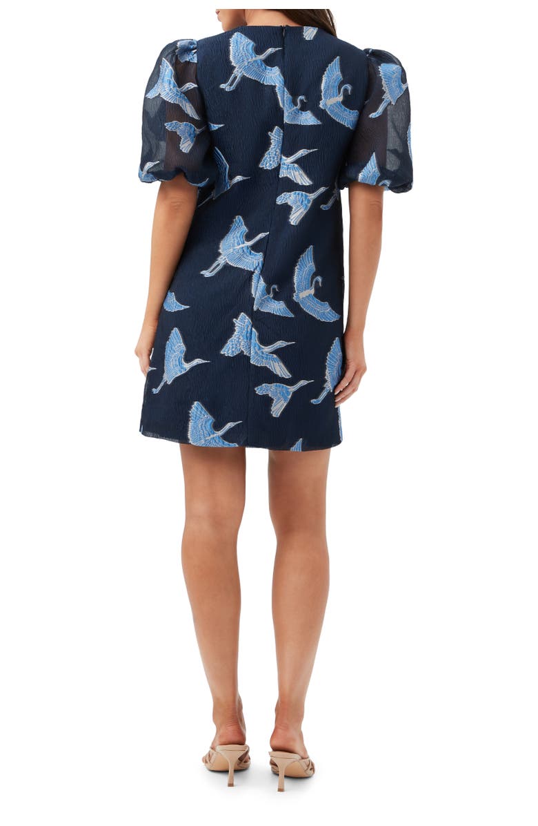 Trina Turk Ringo Puff Sleeve Crane Dress, Alternate, color, Ink Multi