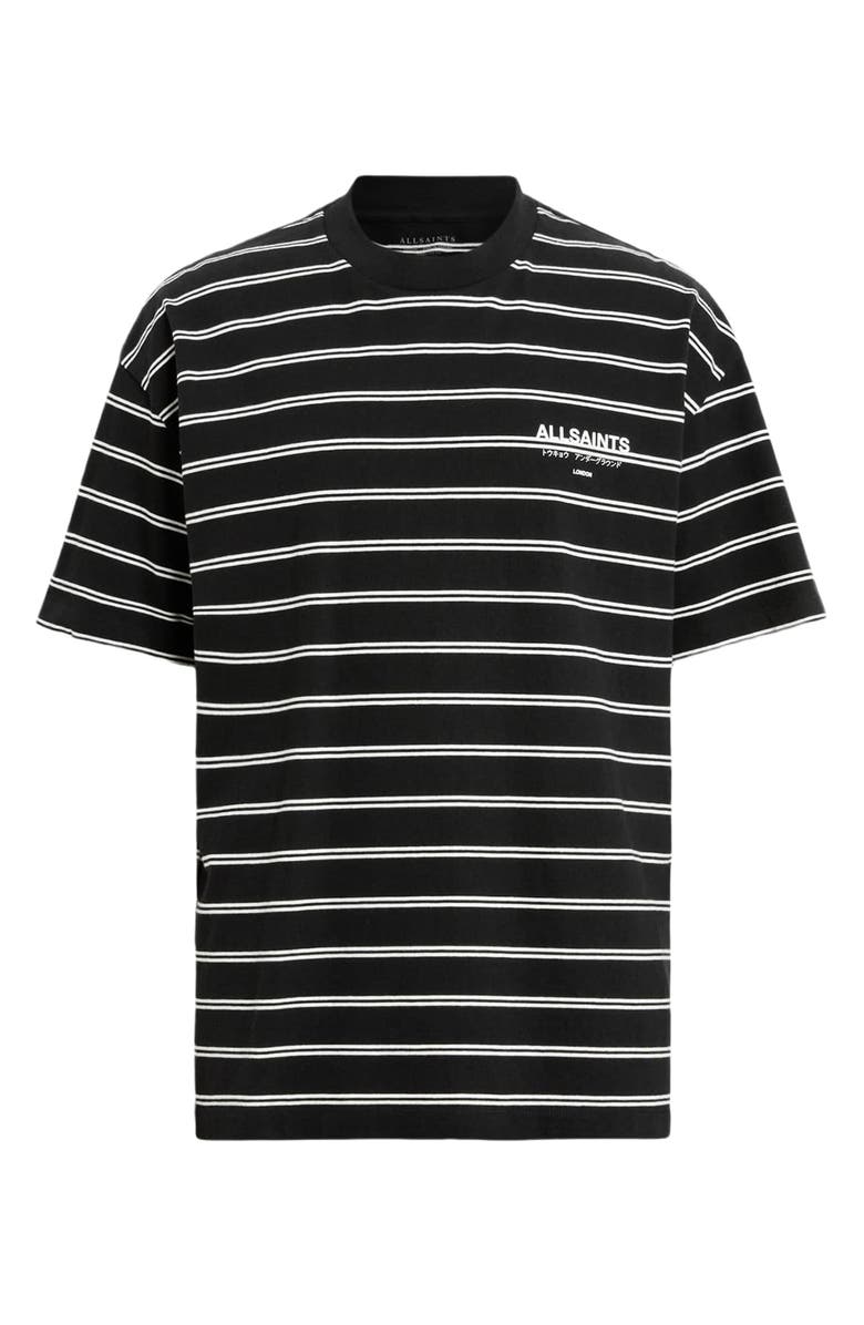 AllSaints Underground Stripe T-Shirt, Alternate, color, Jet Black / Chalk White