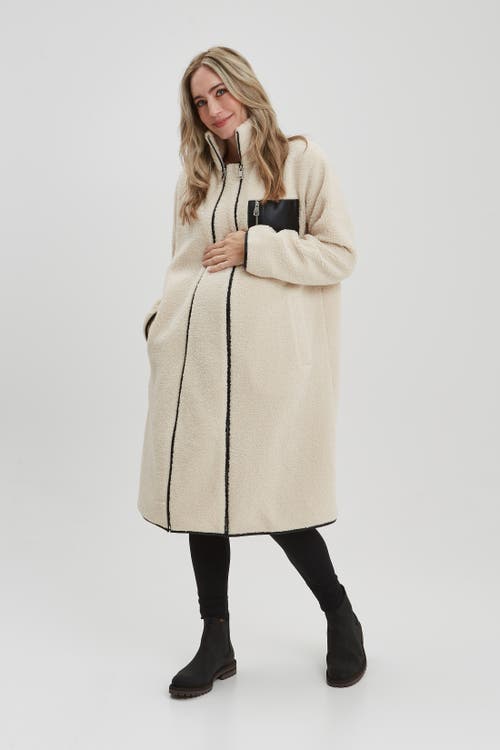 Nom Maternity Teddi Coat In Neutral