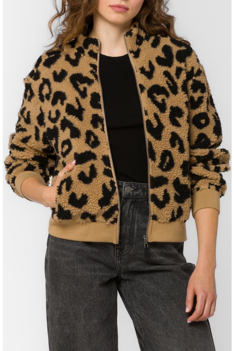 Aggie Fuzzy Zip Front Jacket, Main, color, CHEETAH FUZZ
