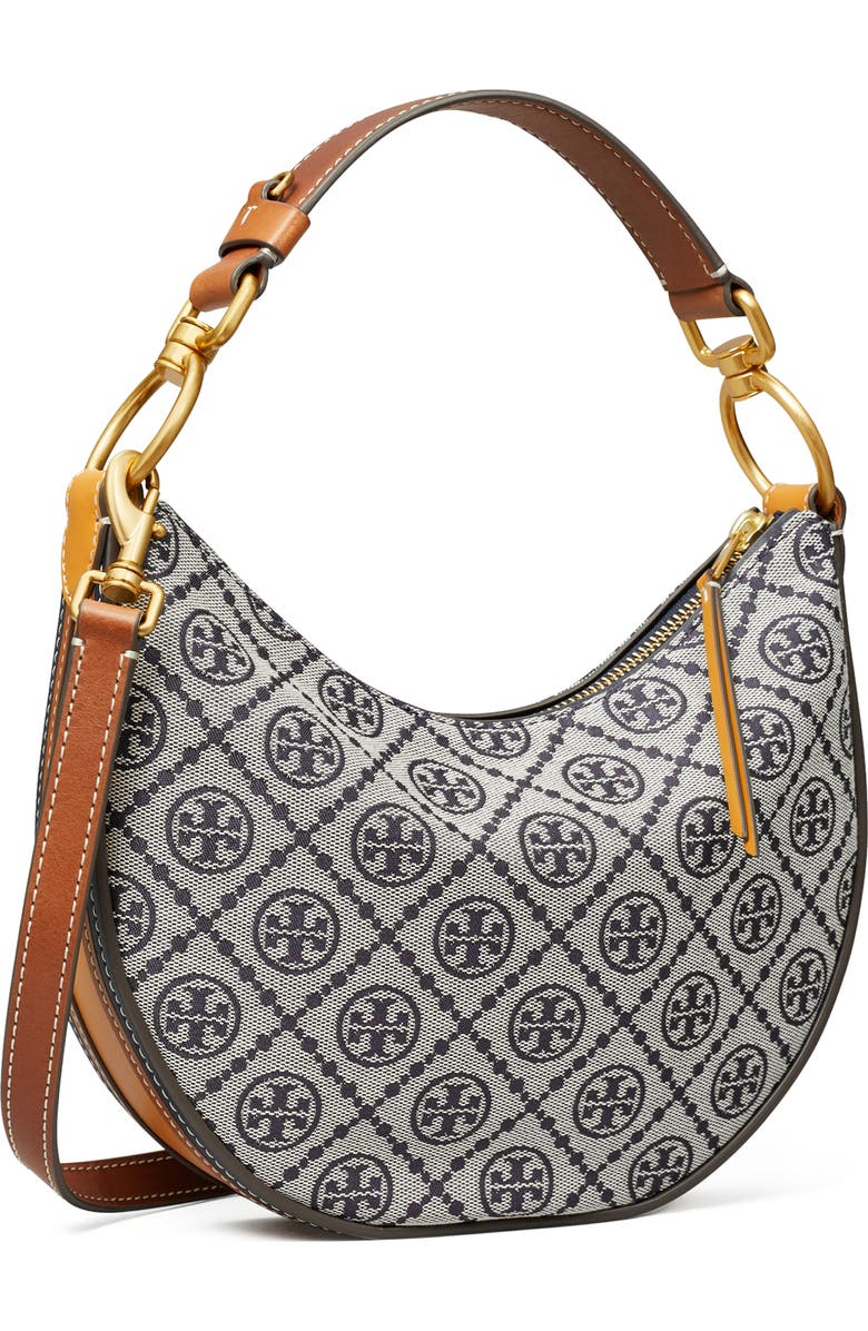 Tory Burch T Monogram Jacquard Mini Crescent Shoulder Bag, Alternate, color,