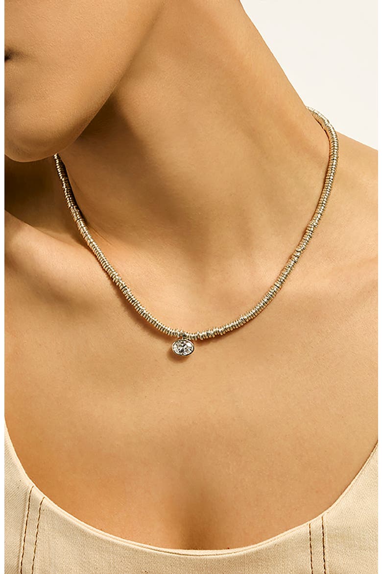 JH Lovestruck™ Heishi Pendant Necklace, Sterling Silver, Lab-Grown Diamond, 2.0TCW, Alternate, color, SILVER