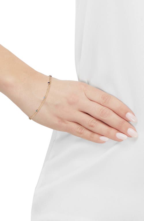 Frankie & Zoe 14k Yellow Gold Semiprecious Stone Station Double Row Bracelet