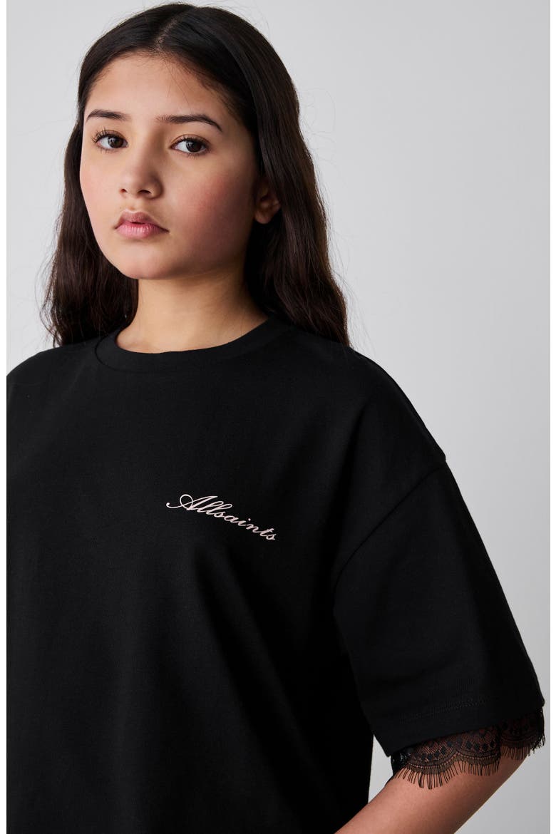 Kids' Underground Lace Hem Graphic T-Shirt, Alternate, color, BLACK