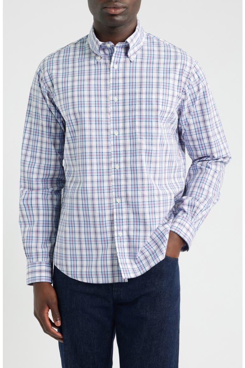 Friday Plaid Cotton Poplin Button-Down Shirt, Main, color, WHITE PLAID