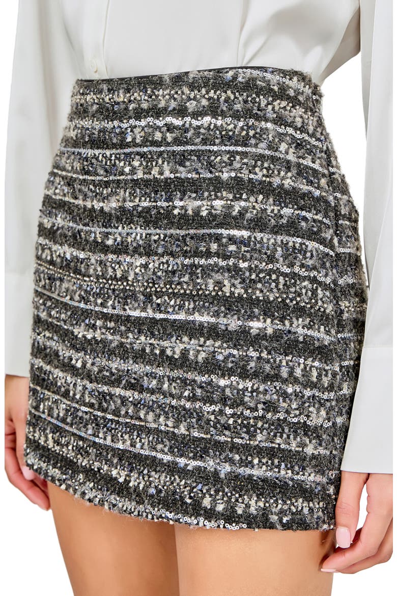 Sequin Texture Miniskirt, Alternate, color, CHARCOAL
