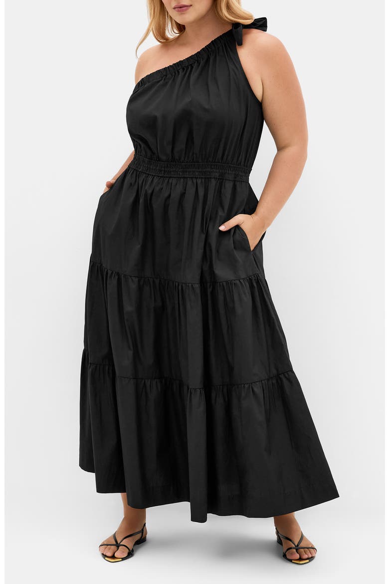 Haylee One-Shoulder Maxi Dress, Main, color, BLACK
