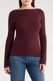 Madewell Boat Neck Long Sleeve Rib Top