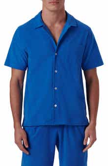 Bugatchi Short Sleeve Cotton French Terry Camp Shirt