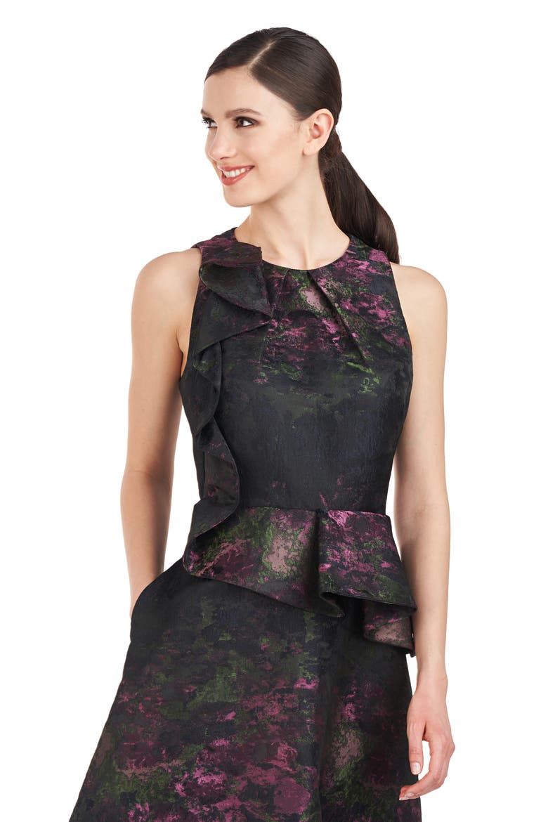 Inga Floral Ruffle Detail Cocktail Dress, Alternate, color, DARK MIDNIGHT MULTI