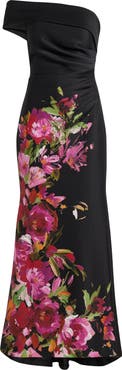 Eliza J Placed Floral One-Shoulder Gown