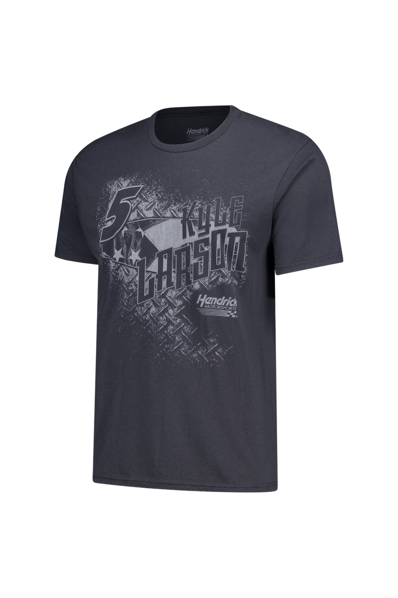 Men's Classic Ink Charcoal Kyle Larson Flag Tri-Blend T-Shirt, Alternate, color, Charcoal