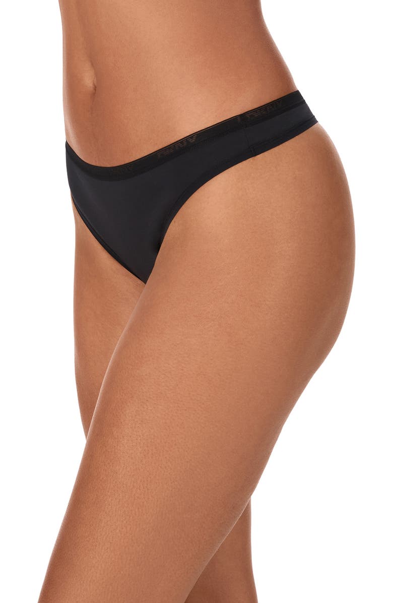 DKNY Cotton Blend Thong, Alternate, color, Black