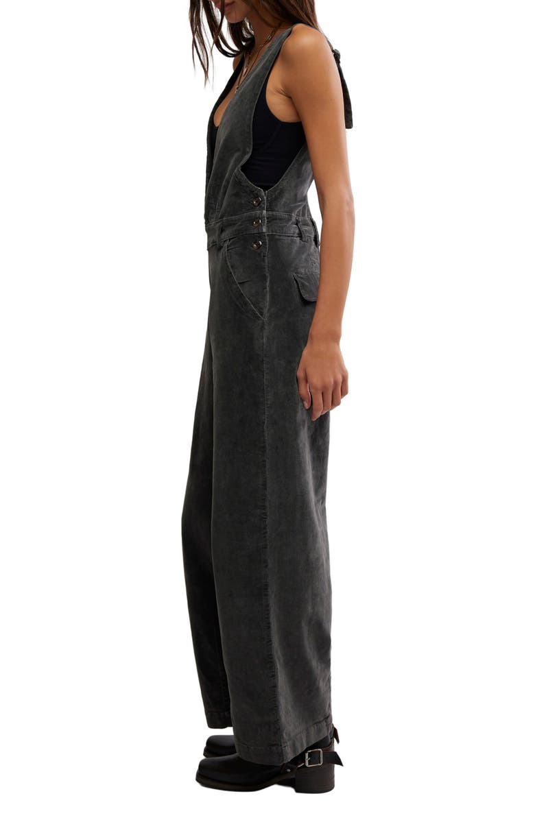 Free People Mara Corduroy Overalls, Alternate, color, Black