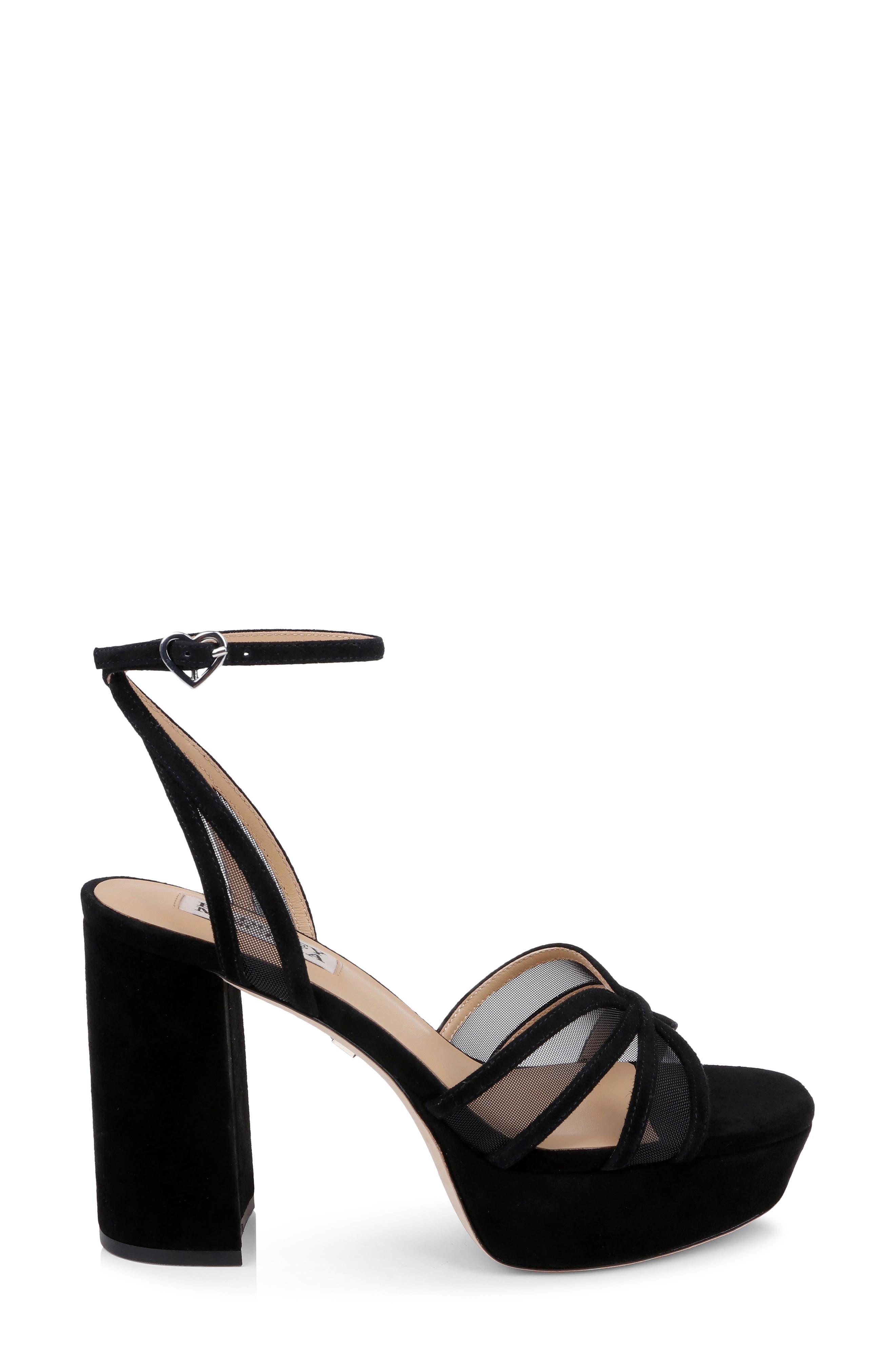 Badgley Mischka Collection Yohana Platform Ankle Strap Sandal, Alternate, color, Black Suede