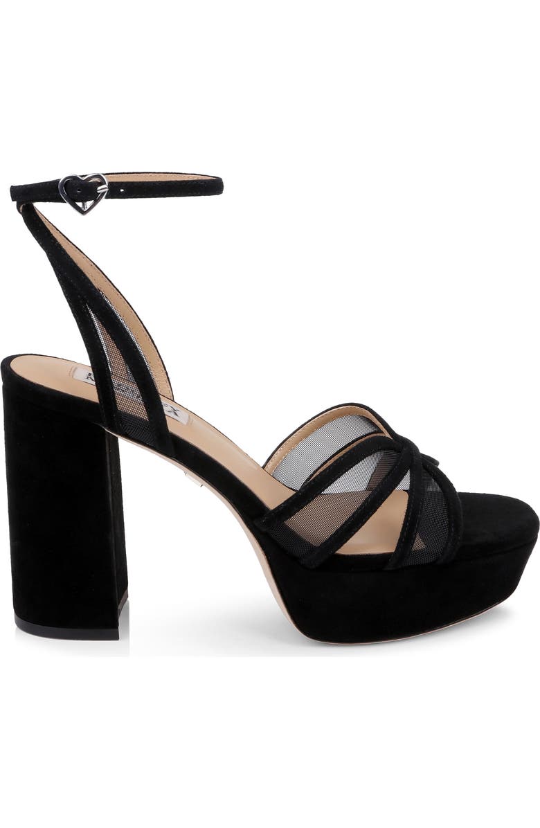 Badgley Mischka Collection Yohana Platform Ankle Strap Sandal, Alternate, color, Black Suede