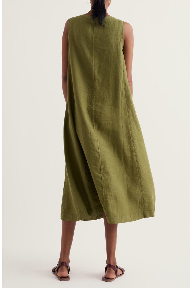 Cresting Waves Sleeveless Linen A-Line Dress, Alternate, color, CREEK