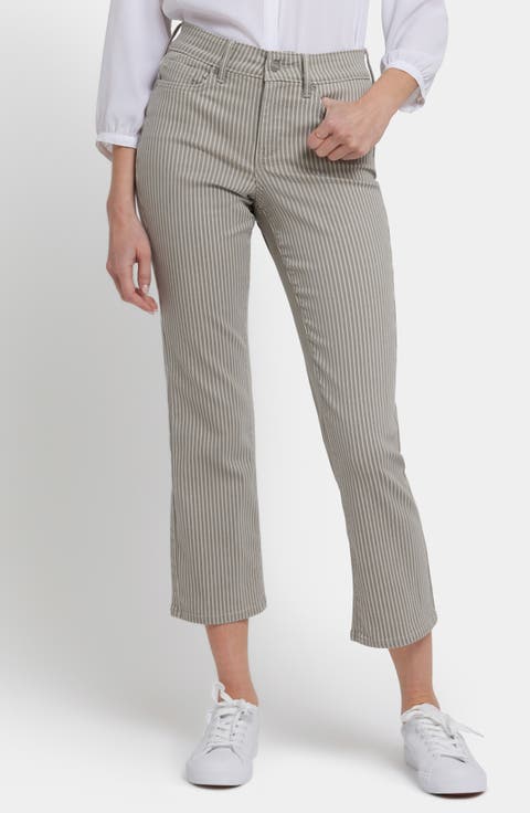 Ellison Cool Embrace® Stripe High Waist Ankle Straight Leg Jeans (Hidden Lodge Stripe)