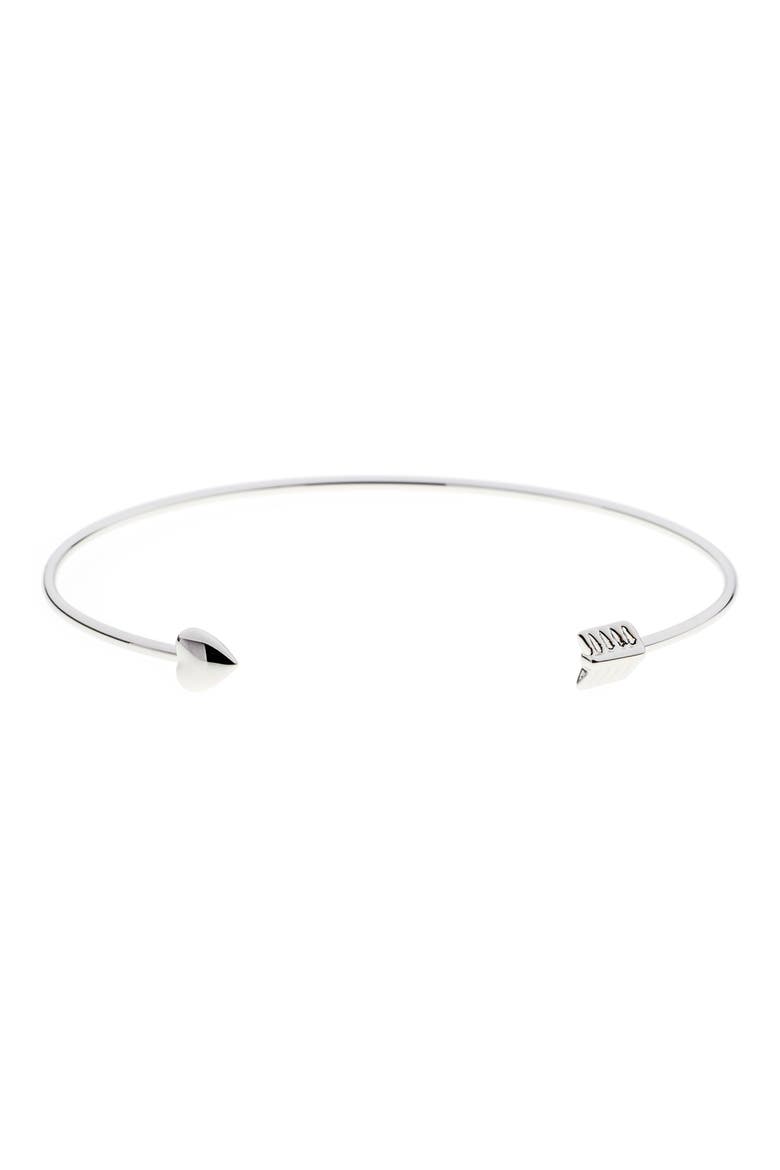'Cupid's Arrow' Open Cuff, Main, color, SILVER