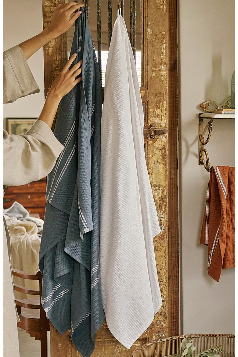 Organic Block Rib Bath Towel, Alternate, color, White