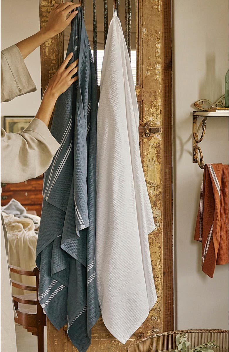 Mungo Organic Block Rib Bath Towel, Alternate, color, White