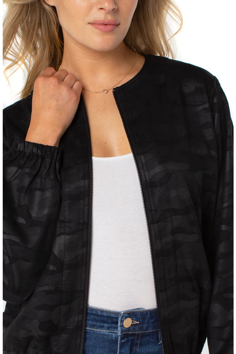 Camo Print Basic Collarless Jacket, Alternate, color, BLACK CAMO