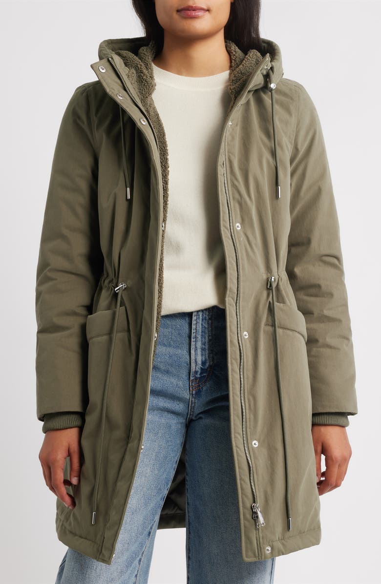 Sam Edelman Faux Shearling Lined Anorak, Alternate, color, Loden