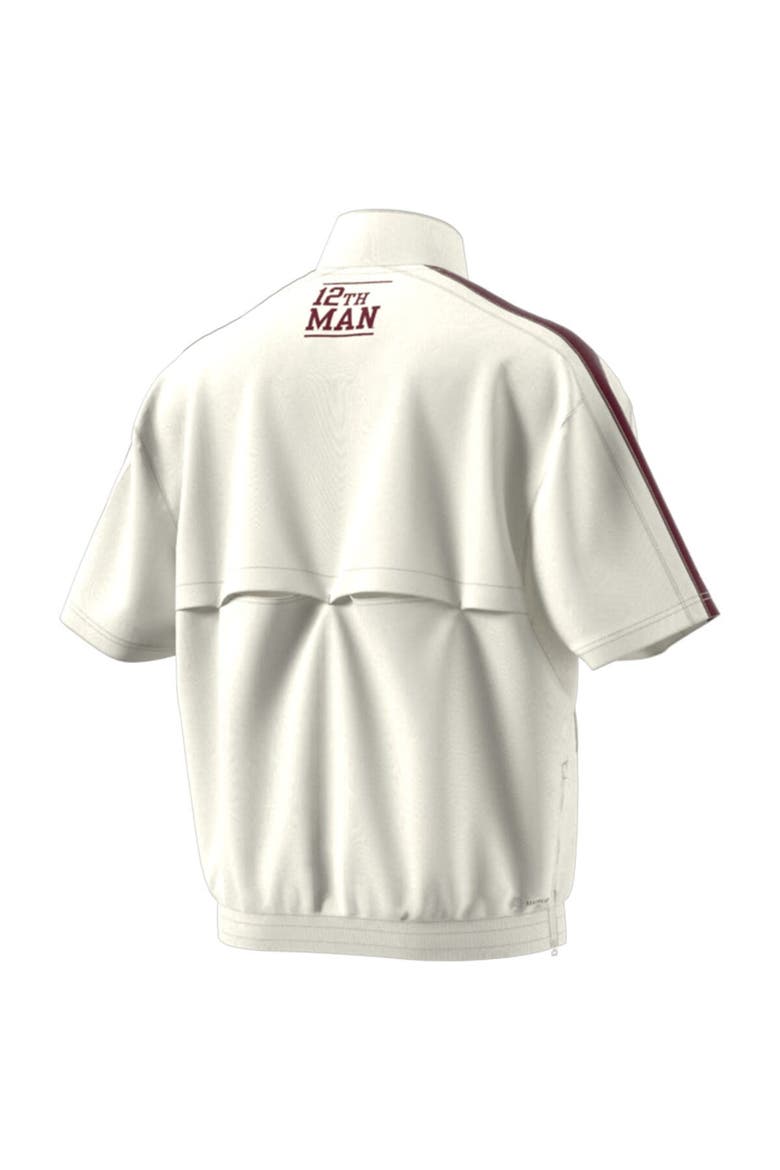 Men's adidas White Texas A&M Aggies Strategy Pullover Half-Zip Short Sleeve Jacket, Alternate, color, White