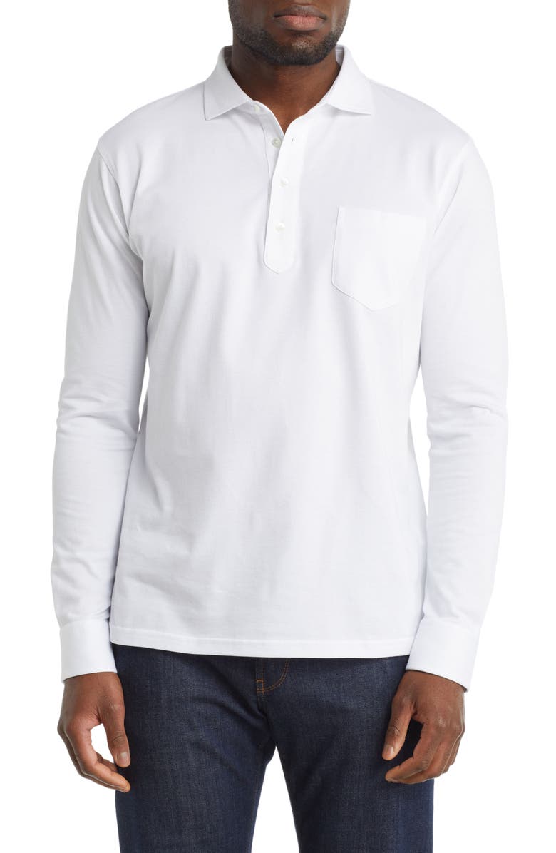 Peter Millar Crown Crafted Long Sleeve Cotton & Linen Polo, Main, color,