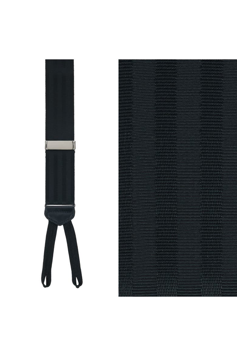 Astaire 38mm Grosgrain Stripe Ribbon Formal End Suspenders, Main, color, Black with Black Stripe