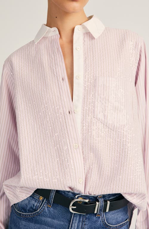 Derek Lam 10 Crosby Wesley Sequin Button-up Shirt In Primrose/oregano