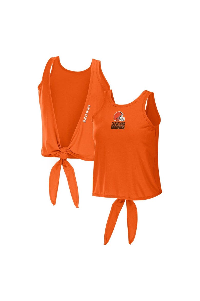 Women's WEAR by Erin Andrews Orange Cleveland Browns Open Back Twist Tie Tank Top, Main, color, Orange