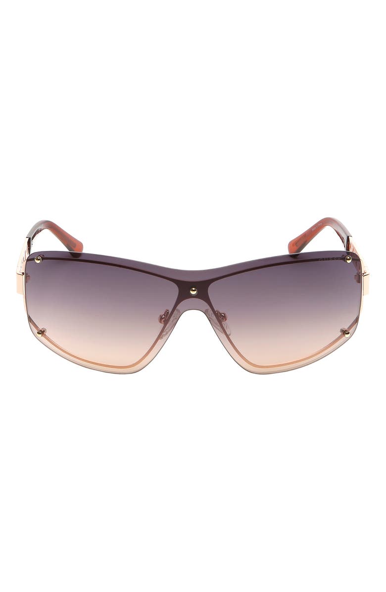 GUESS Shield Sunglasses, Main, color, Shiny Rose Gold / Smoke