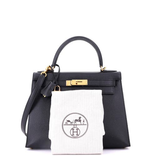 Pre-owned Hermes Hermes Kelly Handbag Black Epsom With Gold Hardware 28 In Black