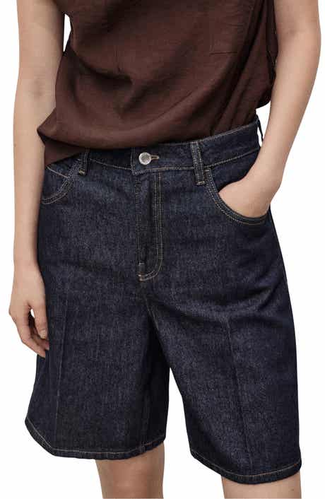 MANGO High Waist Denim Bermuda Shorts