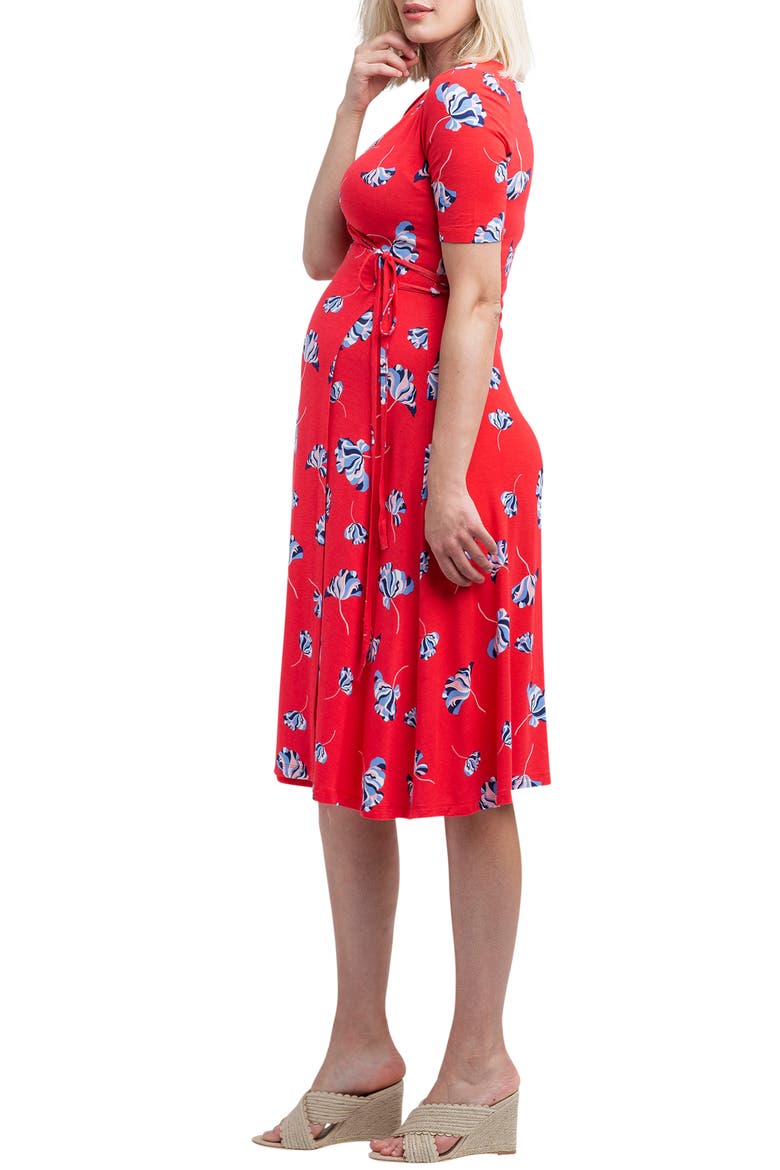 Maya Maternity/Nursing Wrap Dress, Alternate, color, POPPY