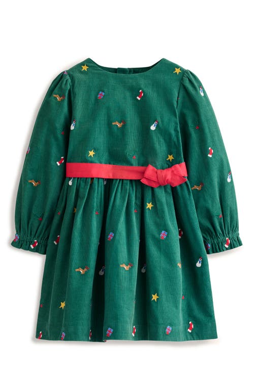 Mini Boden Peggy Cord Party Dress Jewel Green Festive Embroidery Girls Boden In Jewel Green Festive Embroidery