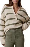 Faherty Sunwashed Stripe Organic Cotton Polo Sweater